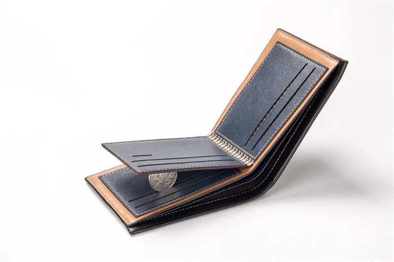 New Vintage Men Leather Wallet Short Slim Male Purses Money Credit Card Holders Men Wallet Money Bag