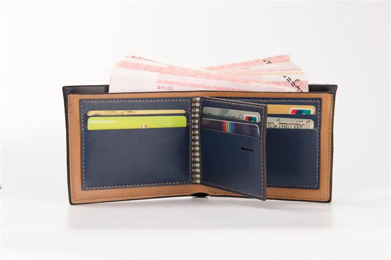 New Vintage Men Leather Wallet Short Slim Male Purses Money Credit Card Holders Men Wallet Money Bag
