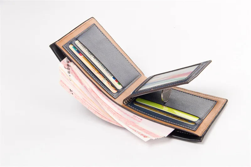 New Vintage Men Leather Wallet Short Slim Male Purses Money Credit Card Holders Men Wallet Money Bag
