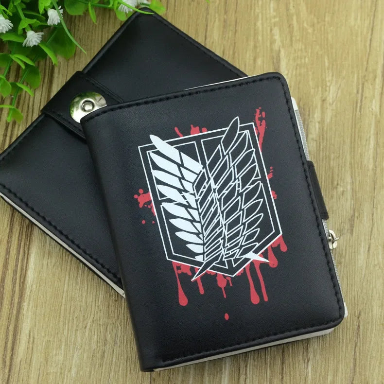 Anime AOT Short Wallet Bifold PU Leather Purse with Coin Pocket for Gift