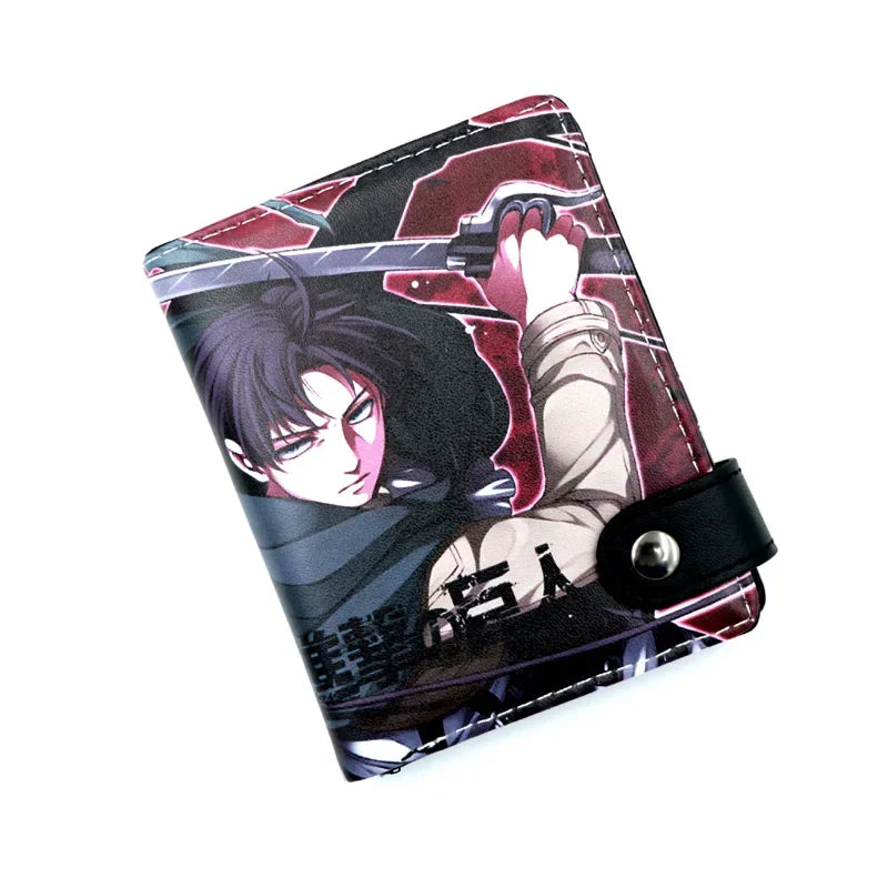 Anime AOT Short Wallet Bifold PU Leather Purse with Coin Pocket for Gift