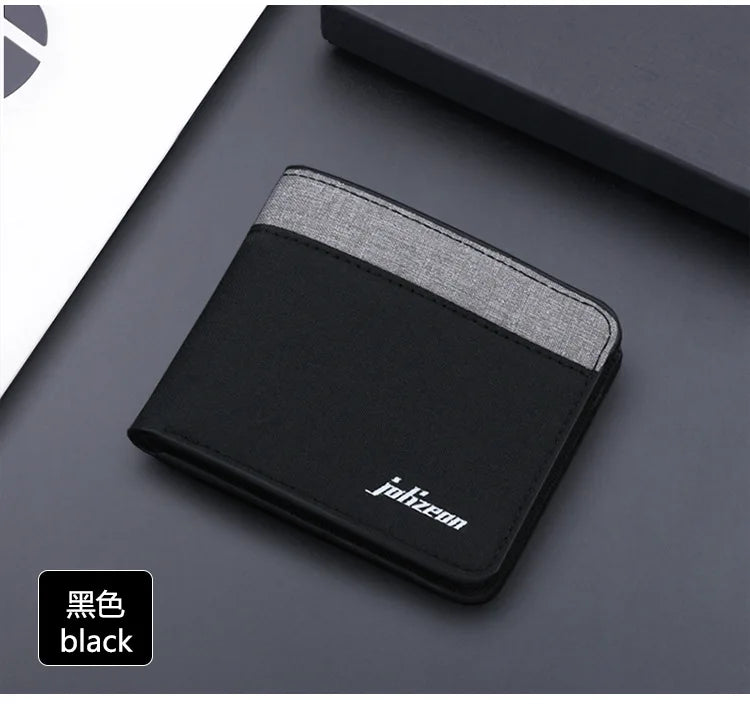 Canvas Men Wallet Black/blue/gray Card Holder Wallet Male Money Bag ID/photo/bank Holder Short Purse Credit Card Case Bag