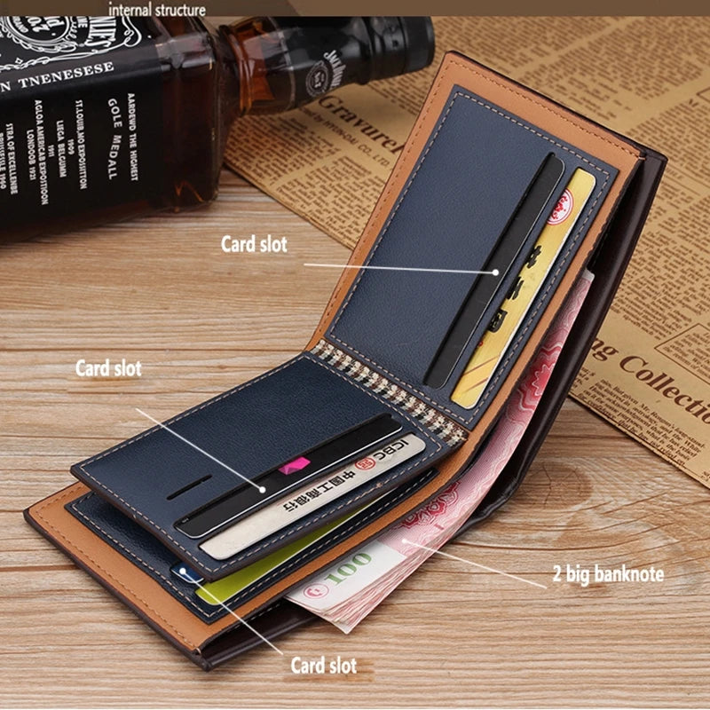 New Vintage Men Leather Wallet Short Slim Male Purses Money Credit Card Holders Men Wallet Money Bag
