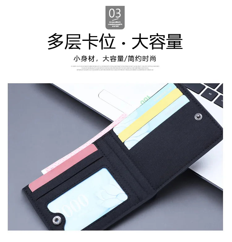 Canvas Men Wallet Black/blue/gray Card Holder Wallet Male Money Bag ID/photo/bank Holder Short Purse Credit Card Case Bag