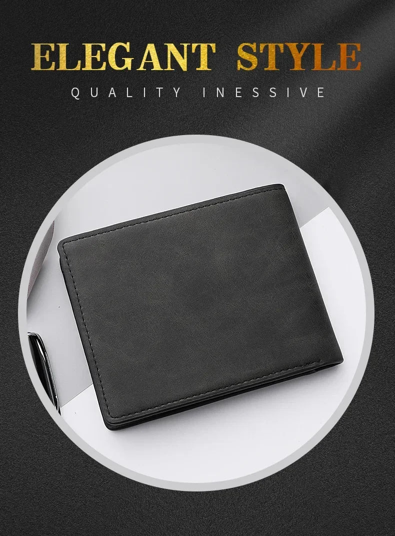 2025 New Wallet Men's Genuine PU Leather Male Short Zipper Simple Soft Leather Light Money Clip Vintage Business Wallet Students