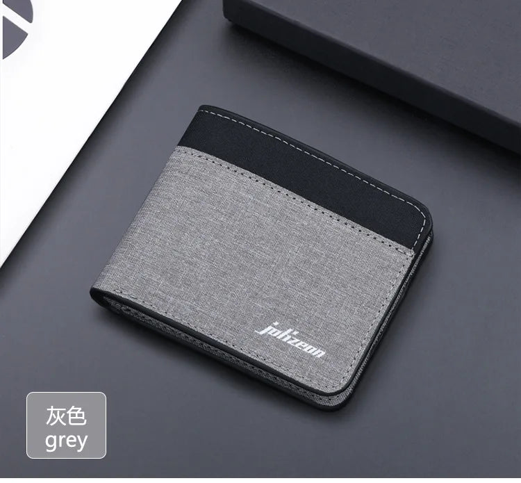 Canvas Men Wallet Black/blue/gray Card Holder Wallet Male Money Bag ID/photo/bank Holder Short Purse Credit Card Case Bag