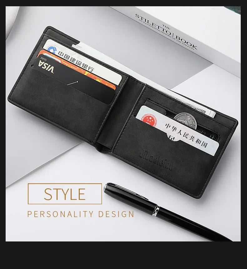 2025 New Wallet Men's Genuine PU Leather Male Short Zipper Simple Soft Leather Light Money Clip Vintage Business Wallet Students