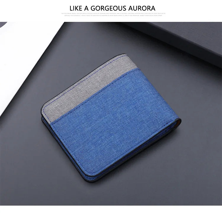 Canvas Men Wallet Black/blue/gray Card Holder Wallet Male Money Bag ID/photo/bank Holder Short Purse Credit Card Case Bag