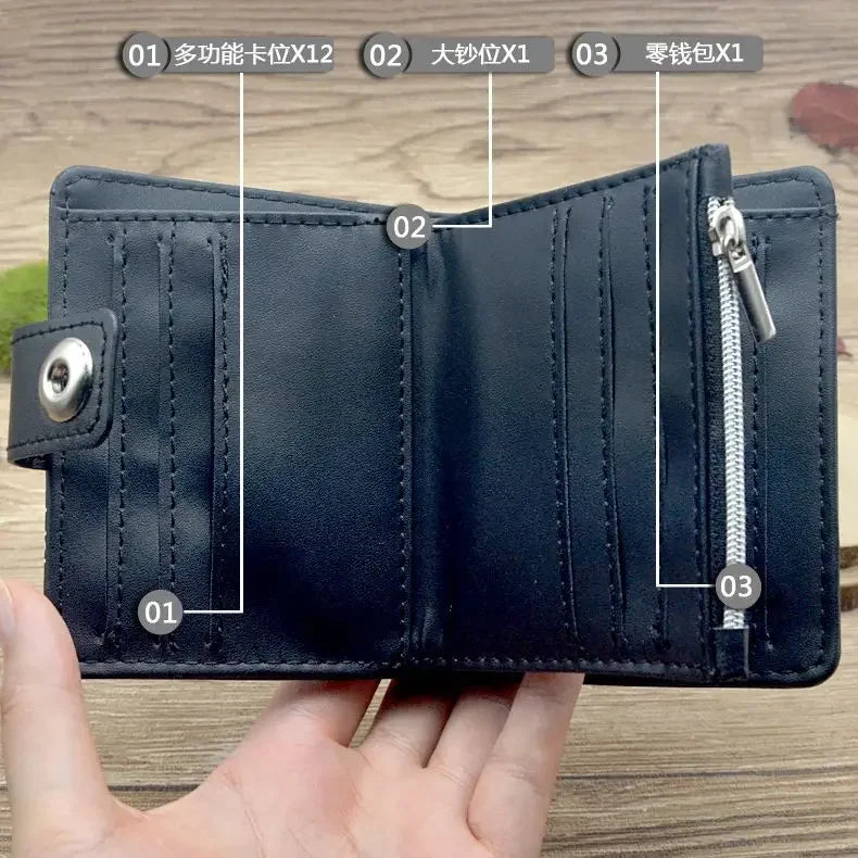 Anime AOT Short Wallet Bifold PU Leather Purse with Coin Pocket for Gift