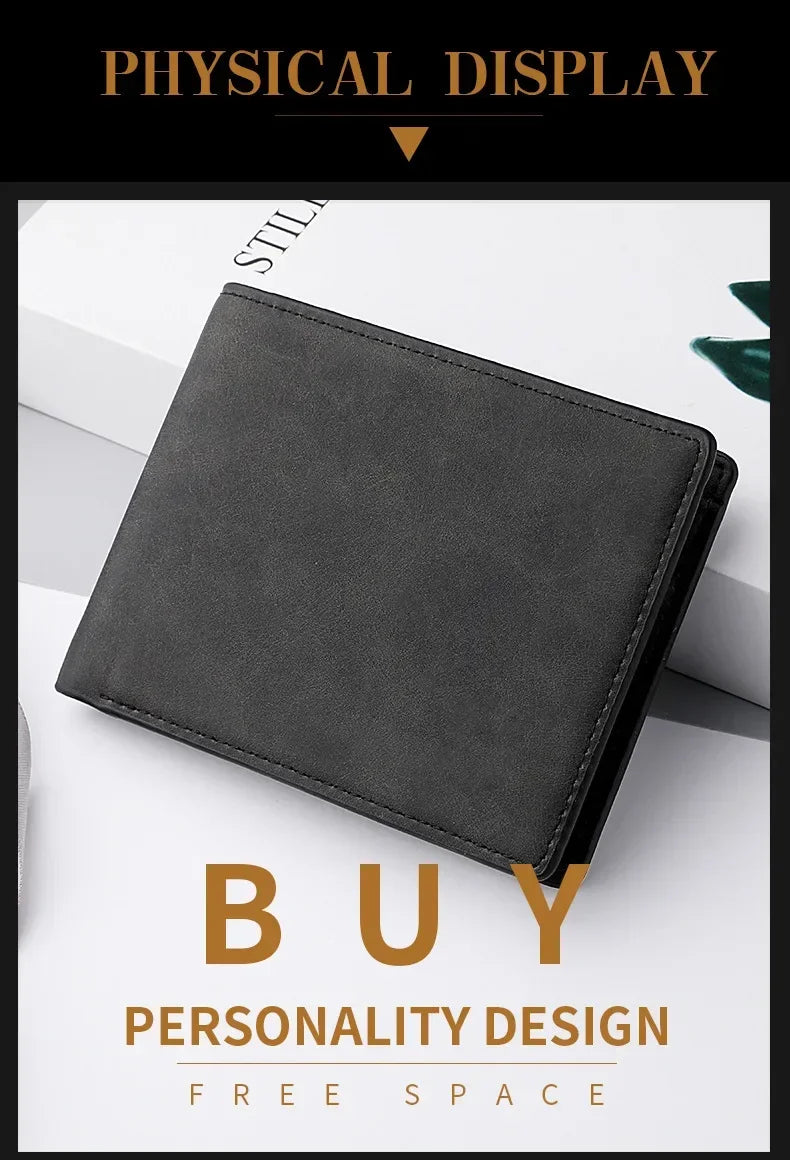 2025 New Wallet Men's Genuine PU Leather Male Short Zipper Simple Soft Leather Light Money Clip Vintage Business Wallet Students