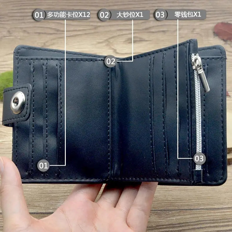 Anime AOT Short Wallet Bifold PU Leather Purse with Coin Pocket for Gift