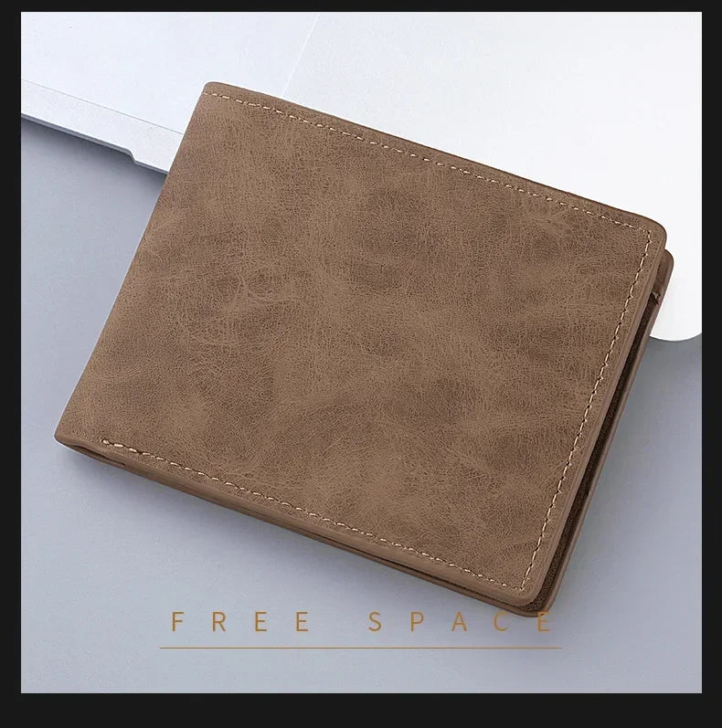 2025 New Wallet Men's Genuine PU Leather Male Short Zipper Simple Soft Leather Light Money Clip Vintage Business Wallet Students