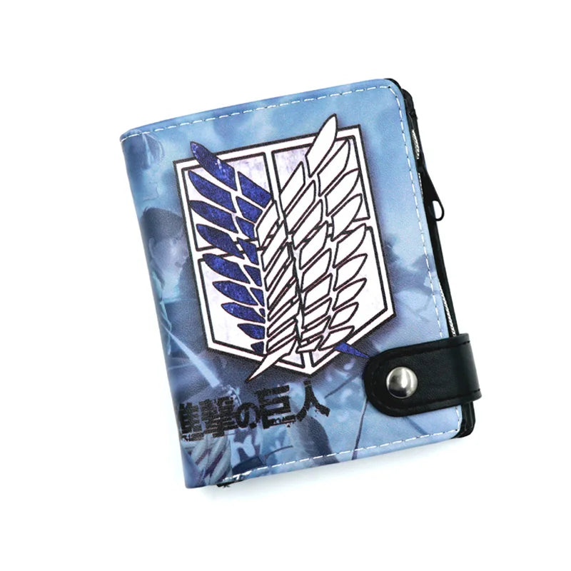 Anime AOT Short Wallet Bifold PU Leather Purse with Coin Pocket for Gift