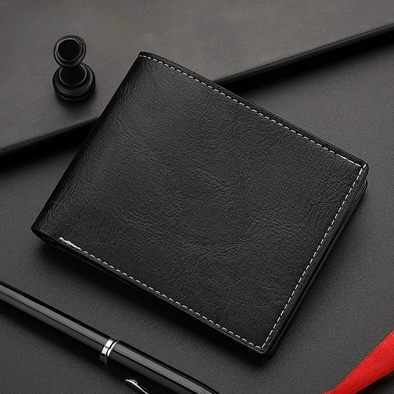 2025 New Wallet Men's Genuine PU Leather Male Short Zipper Simple Soft Leather Light Money Clip Vintage Business Wallet Students