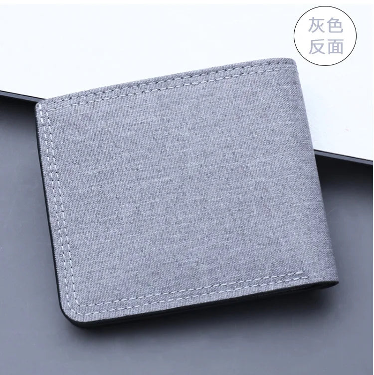 Canvas Men Wallet Black/blue/gray Card Holder Wallet Male Money Bag ID/photo/bank Holder Short Purse Credit Card Case Bag