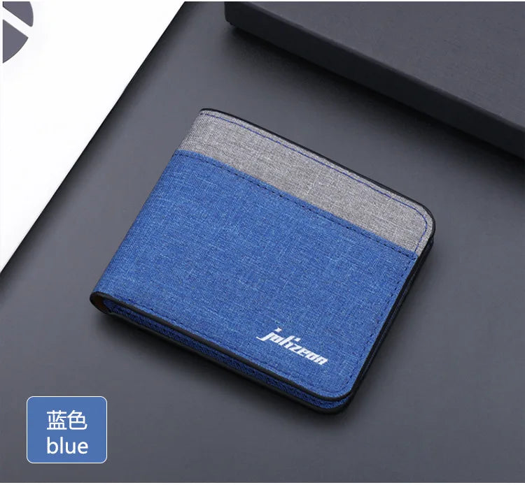 Canvas Men Wallet Black/blue/gray Card Holder Wallet Male Money Bag ID/photo/bank Holder Short Purse Credit Card Case Bag