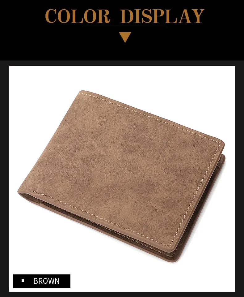 2025 New Wallet Men's Genuine PU Leather Male Short Zipper Simple Soft Leather Light Money Clip Vintage Business Wallet Students