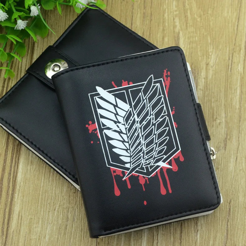 Anime AOT Short Wallet Bifold PU Leather Purse with Coin Pocket for Gift