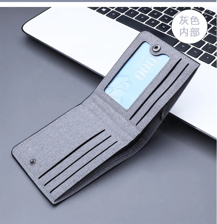 Canvas Men Wallet Black/blue/gray Card Holder Wallet Male Money Bag ID/photo/bank Holder Short Purse Credit Card Case Bag