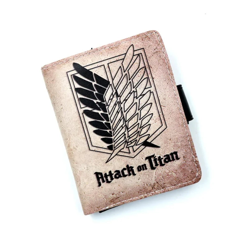 Anime AOT Short Wallet Bifold PU Leather Purse with Coin Pocket for Gift