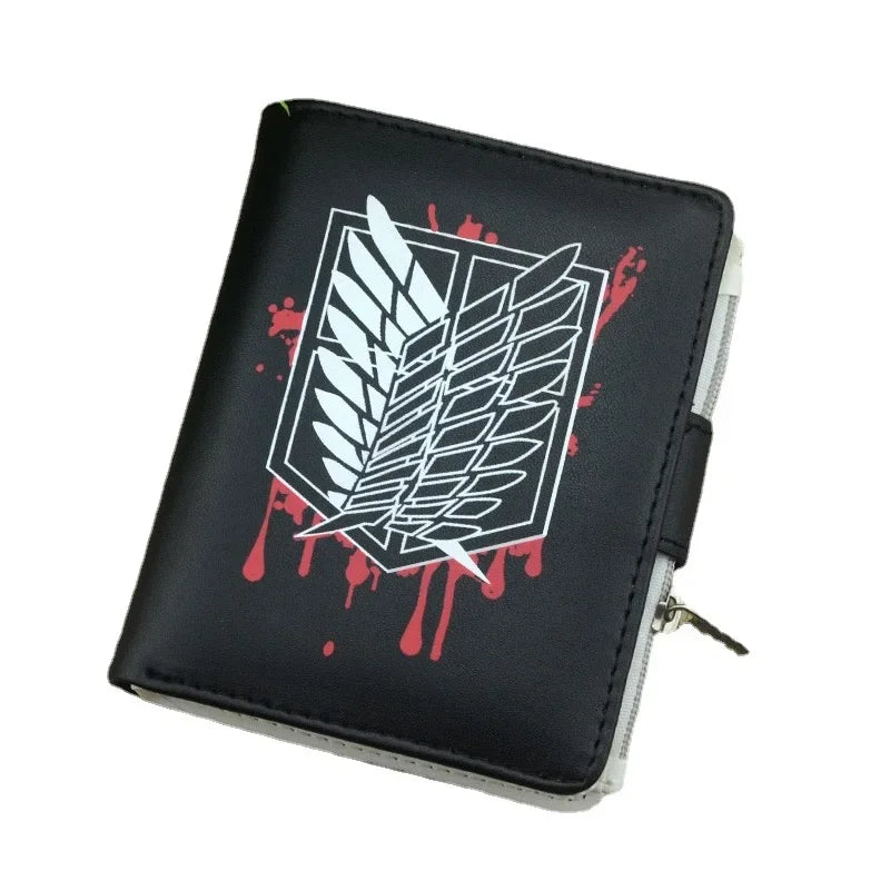 Anime AOT Short Wallet Bifold PU Leather Purse with Coin Pocket for Gift