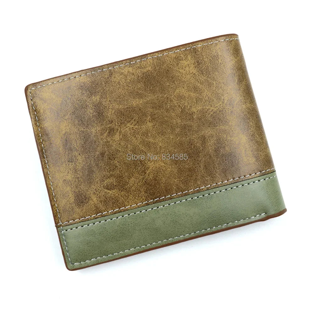 Anime JoJo Bizarre Adventure Khaki Men's Bifold PU Synthetic Wallet Cool Kujo Jotaro Coin Purse Money Clip