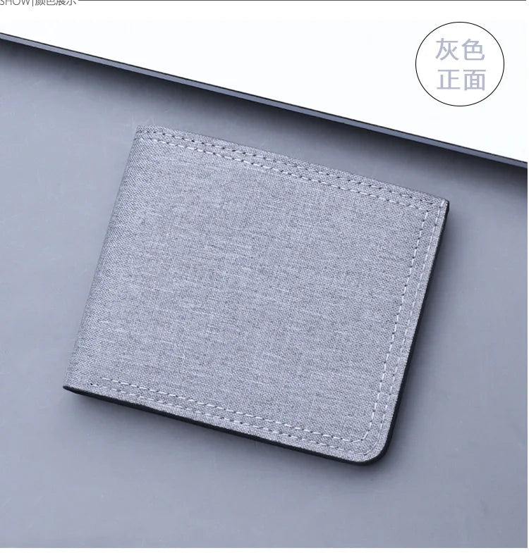 Canvas Men Wallet Black/blue/gray Card Holder Wallet Male Money Bag ID/photo/bank Holder Short Purse Credit Card Case Bag