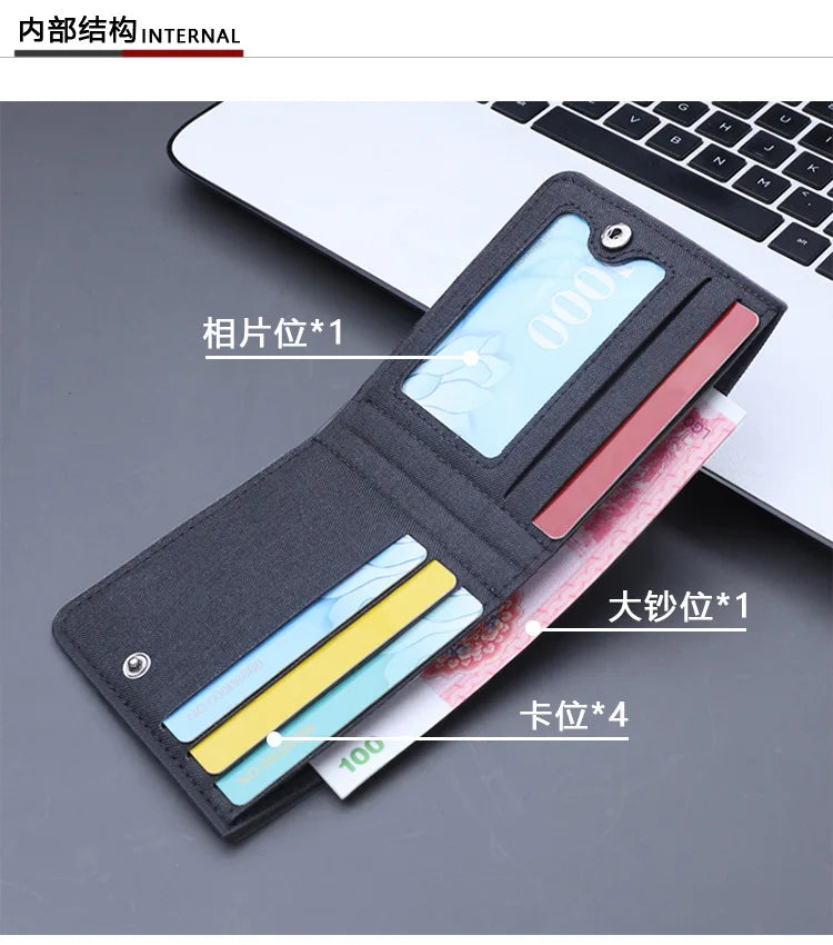 Canvas Men Wallet Black/blue/gray Card Holder Wallet Male Money Bag ID/photo/bank Holder Short Purse Credit Card Case Bag