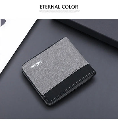 Canvas Men Wallet Black/blue/gray Card Holder Wallet Male Money Bag ID/photo/bank Holder Short Purse Credit Card Case Bag