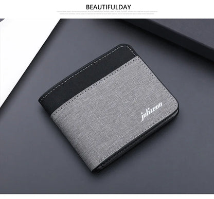 Canvas Men Wallet Black/blue/gray Card Holder Wallet Male Money Bag ID/photo/bank Holder Short Purse Credit Card Case Bag