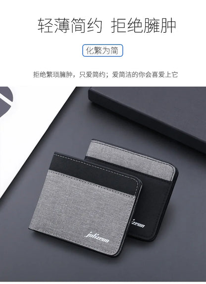 Canvas Men Wallet Black/blue/gray Card Holder Wallet Male Money Bag ID/photo/bank Holder Short Purse Credit Card Case Bag