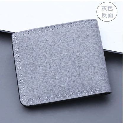 Canvas Men Wallet Black/blue/gray Card Holder Wallet Male Money Bag ID/photo/bank Holder Short Purse Credit Card Case Bag