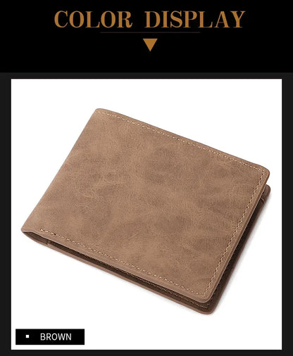 2025 New Wallet Men's Genuine PU Leather Male Short Zipper Simple Soft Leather Light Money Clip Vintage Business Wallet Students