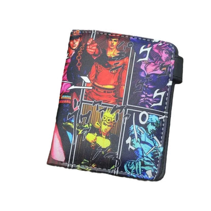 Anime JoJo Bizarre Adventure Khaki Men's Bifold PU Synthetic Wallet Cool Kujo Jotaro Coin Purse Money Clip