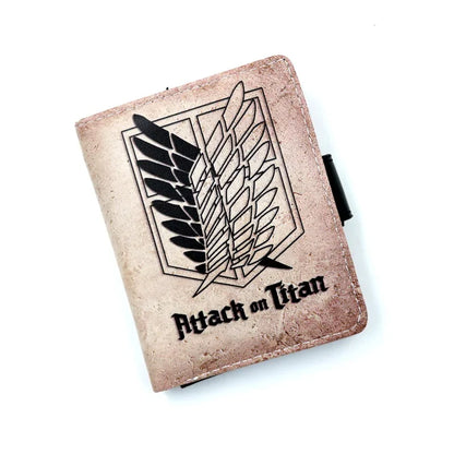 Anime AOT Short Wallet Bifold PU Leather Purse with Coin Pocket for Gift