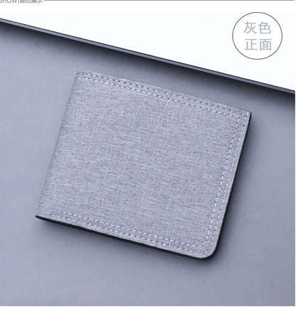 Canvas Men Wallet Black/blue/gray Card Holder Wallet Male Money Bag ID/photo/bank Holder Short Purse Credit Card Case Bag